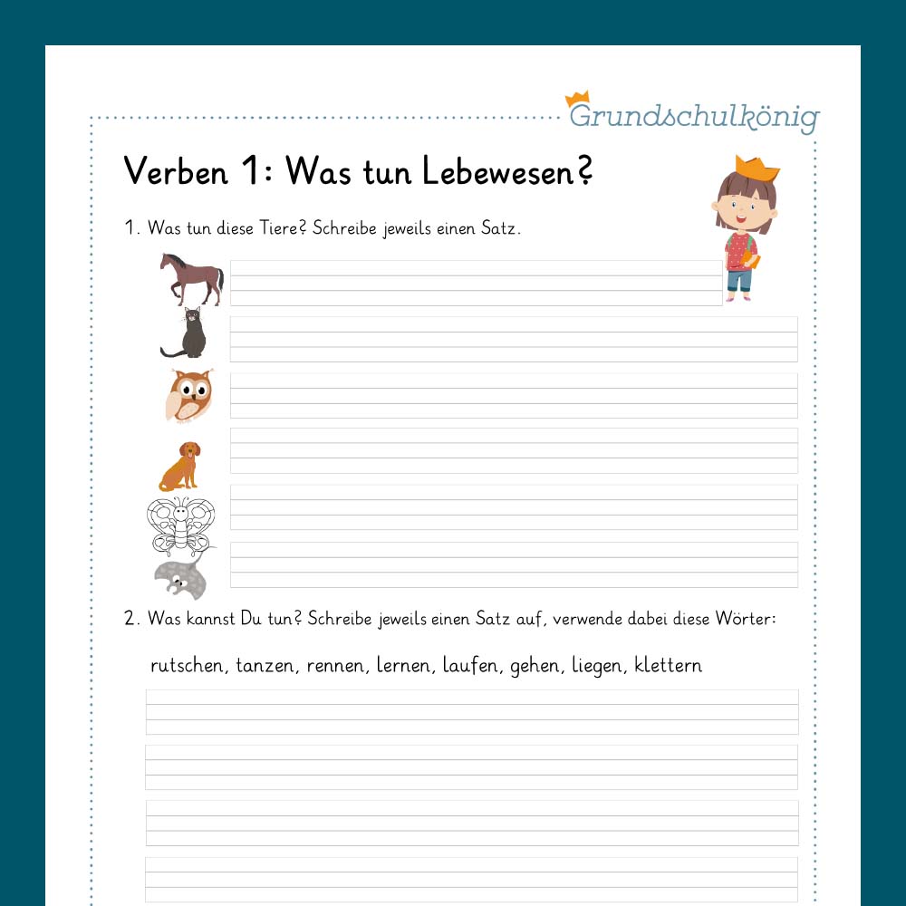 Königspaket: Verben / Tunwörter (Deutsch, 2. Klasse) - inklusive Test