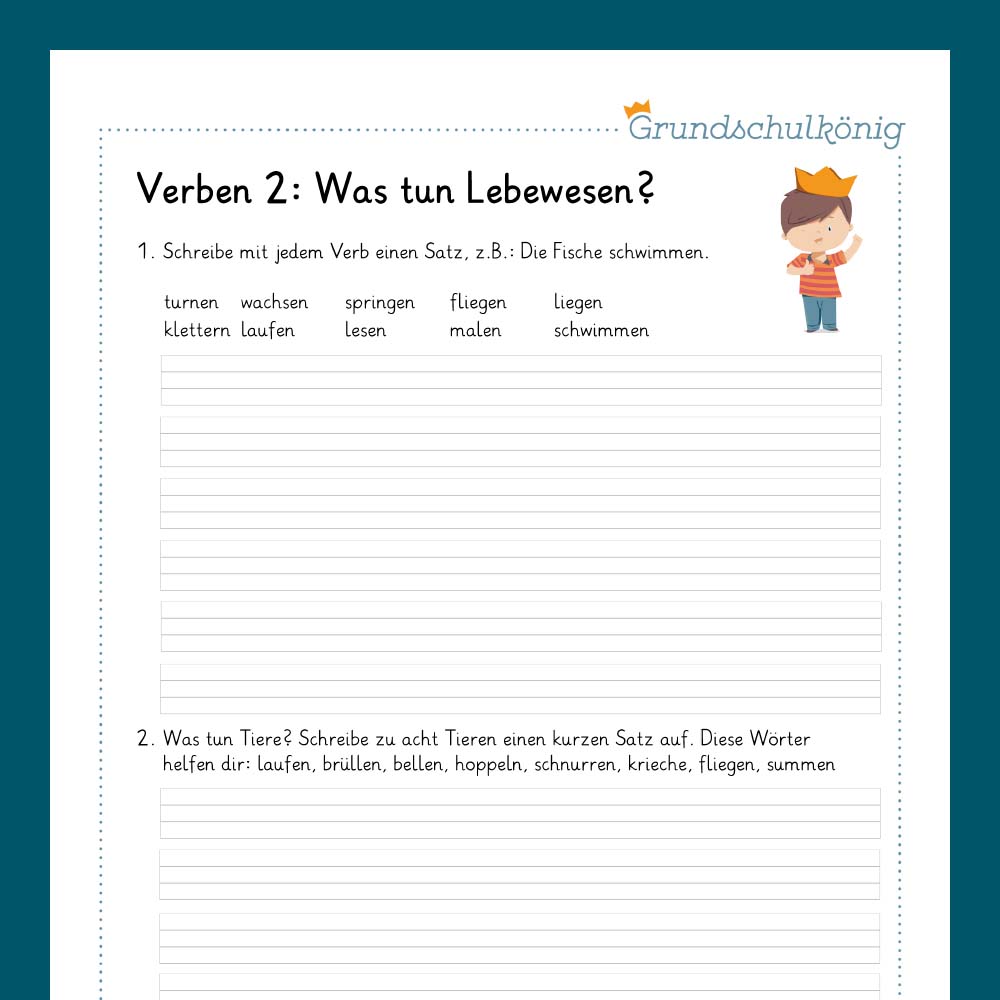 Königspaket: Verben / Tunwörter (Deutsch, 2. Klasse) - inklusive Test