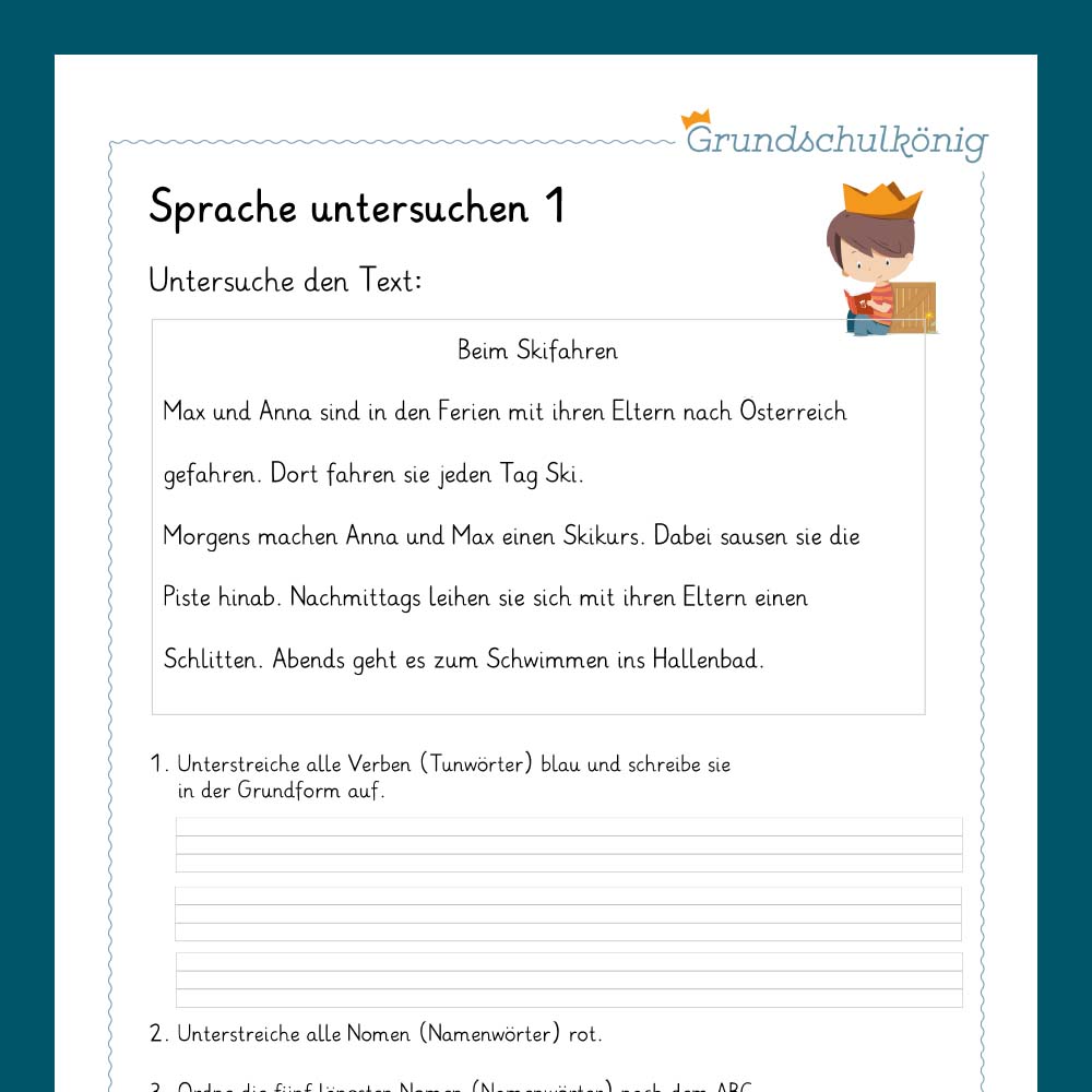 Königspaket: Wortarten - Sprache untersuchen (Deutsch, 2. Klasse) - inklusive Test
