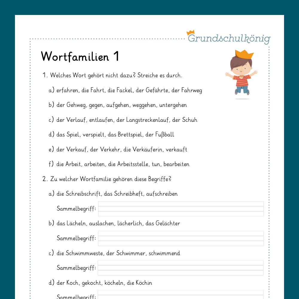 Königspaket: Wortfamilie & Wortstamm (Deutsch, 2. Klasse) - inklusive Test