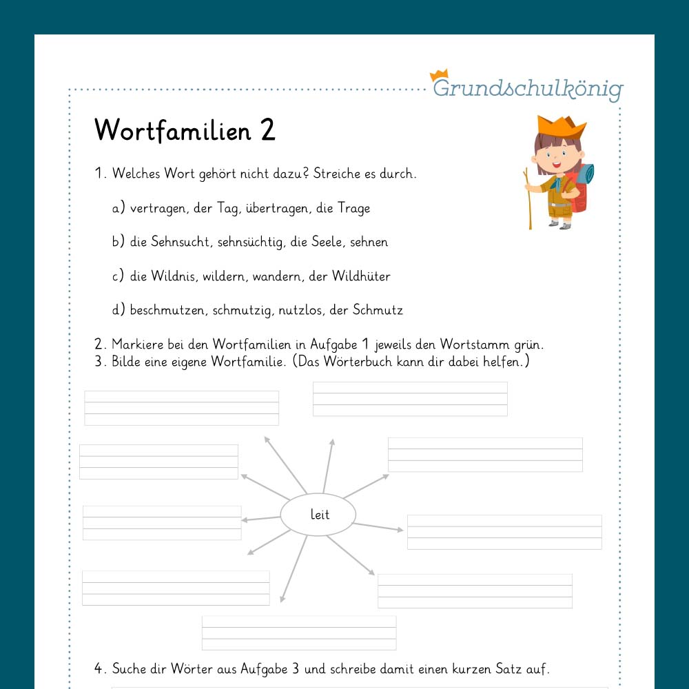Königspaket: Wortfamilie & Wortstamm (Deutsch, 2. Klasse) - inklusive Test