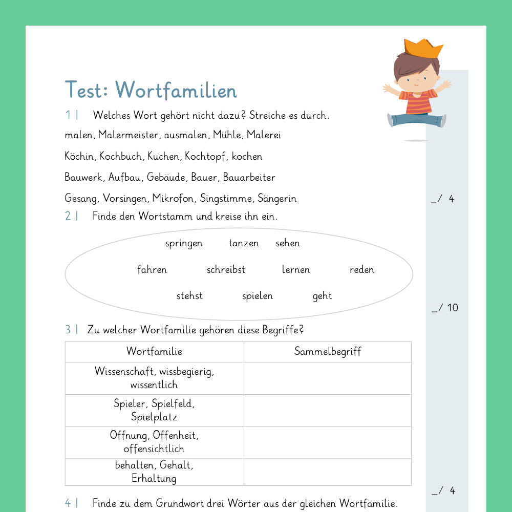 Königspaket: Wortfamilie & Wortstamm (Deutsch, 2. Klasse) - inklusive Test