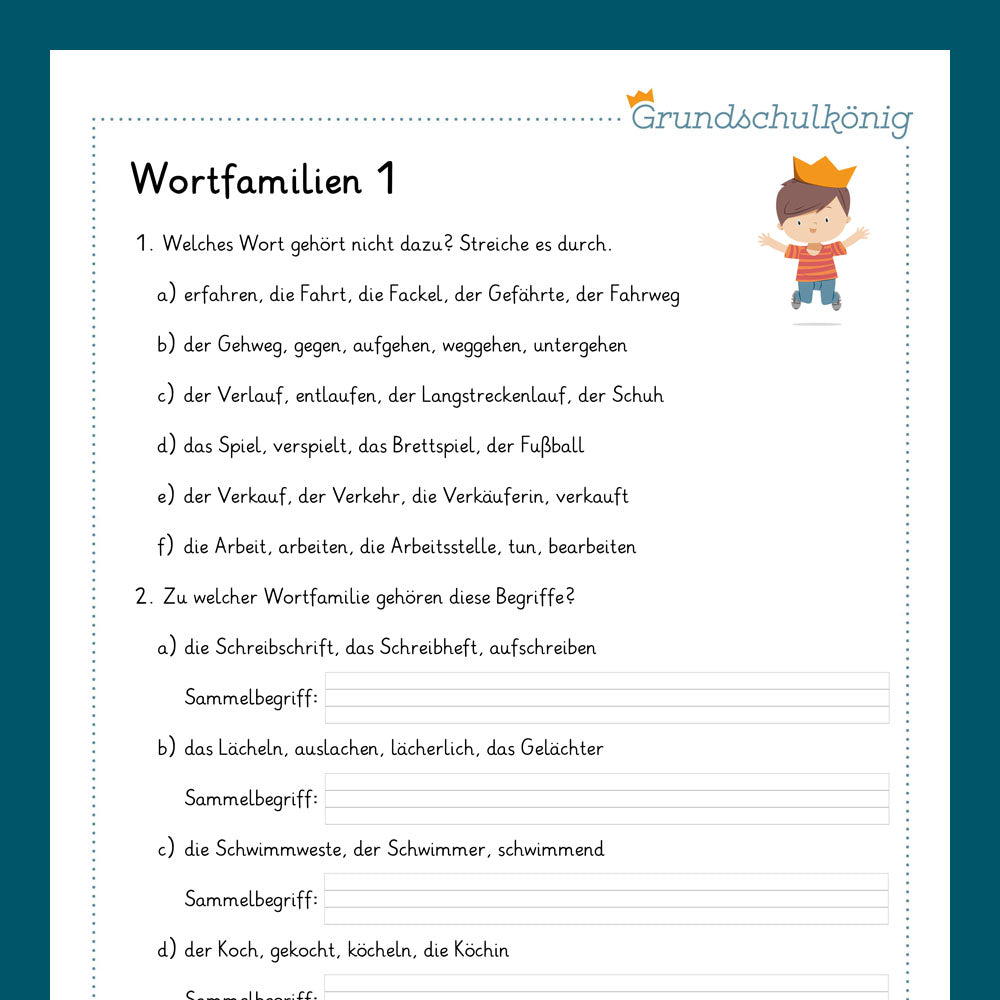 Königspaket: Wortfamilie & Wortstamm (Deutsch, 2. Klasse)