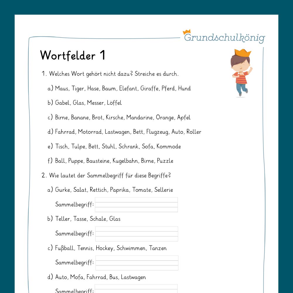Königspaket: Wortfelder (Deutsch, 2. Klasse) - inklusive Test