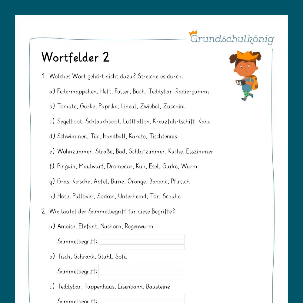 Königspaket: Wortfelder (Deutsch, 2. Klasse) - inklusive Test