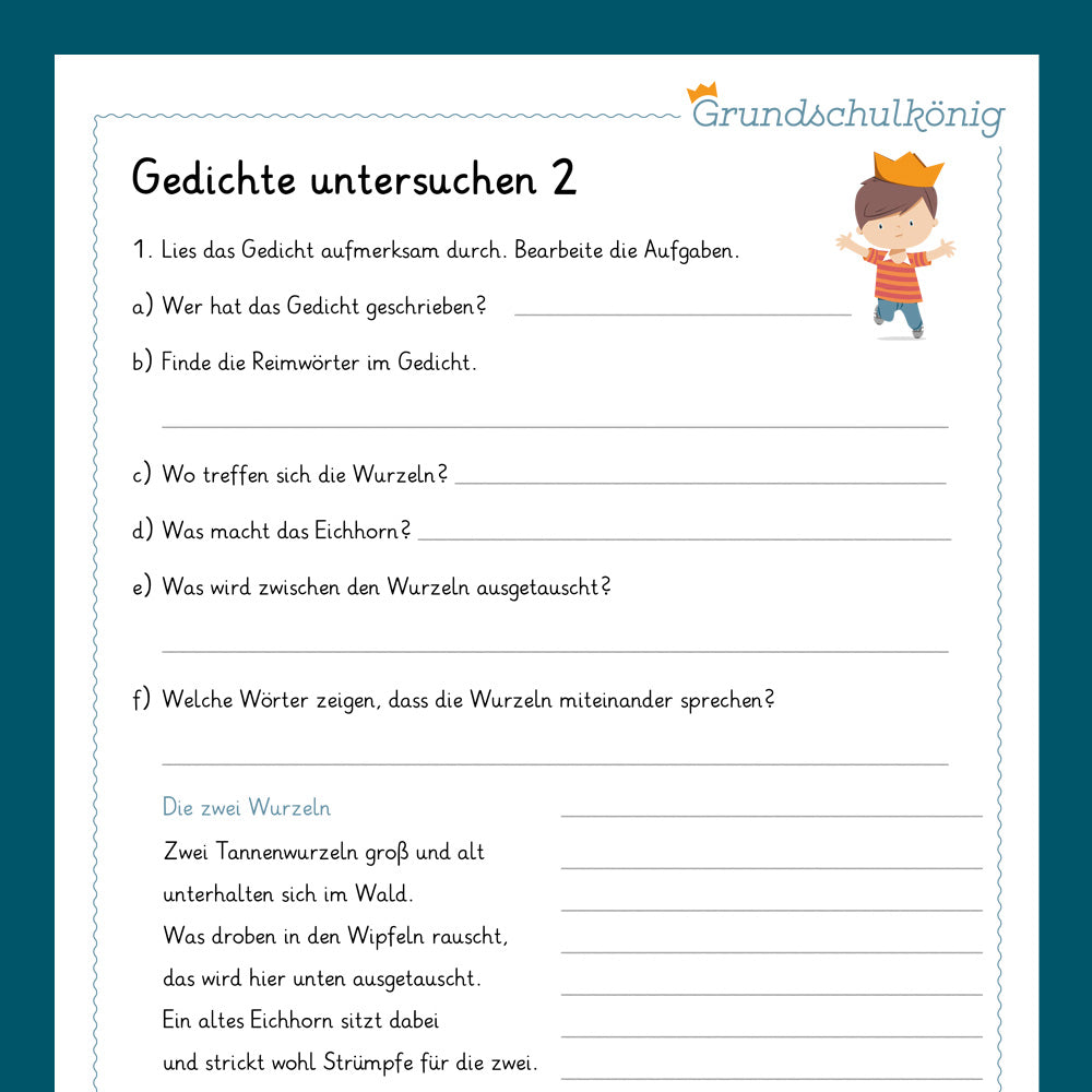 Königspaket: Gedichte untersuchen (Deutsch, 3. & 4. Klasse) - inklusive Test