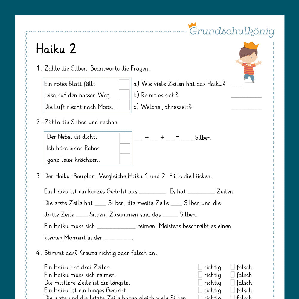 Königspaket: Haiku (Deutsch, 3. & 4. Klasse) - inklusive Test