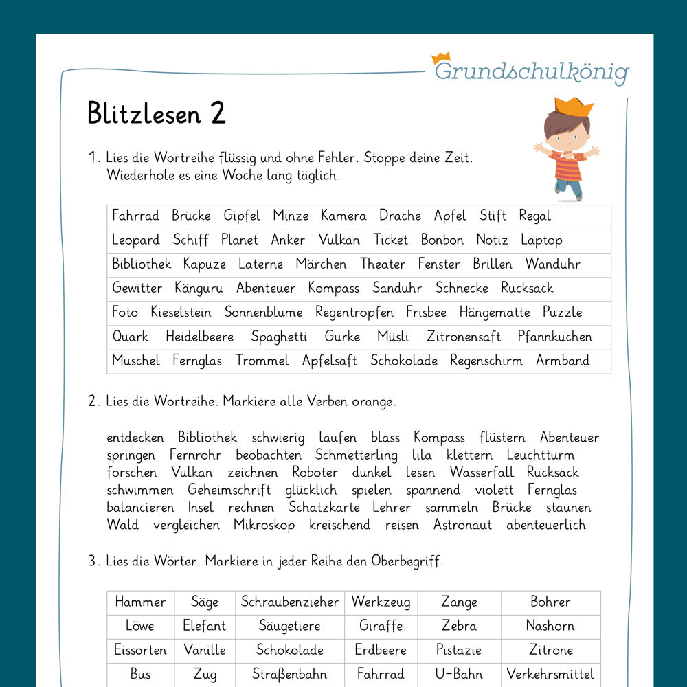 Königspaket: Blitzlesen (Deutsch, 3. &. 4. Klasse) - inklusive Test