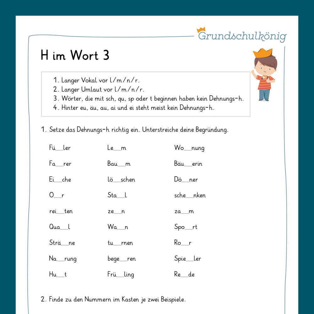 Königspaket: Rechtschreibung - h im Wort (Deutsch, 3. & 4. Klasse)