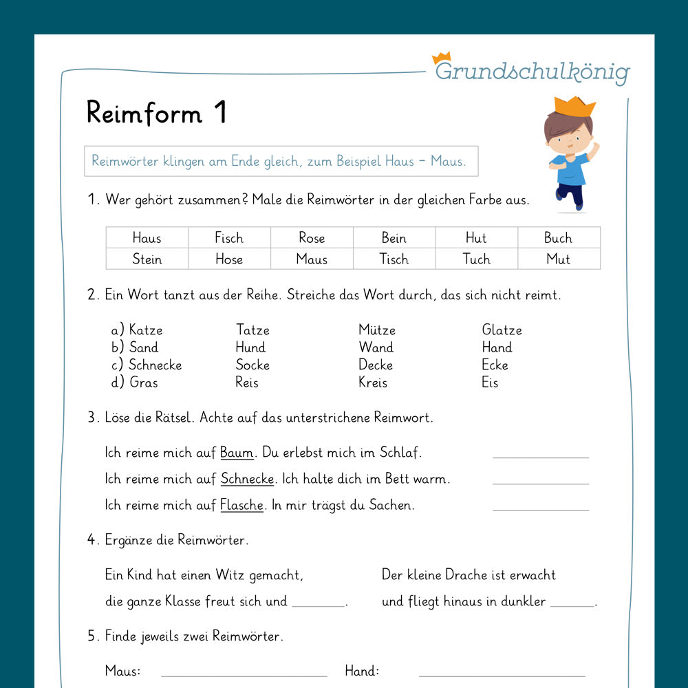 Königspaket: Reimformen (Deutsch, 3. & 4. Klasse) - inklusive Test