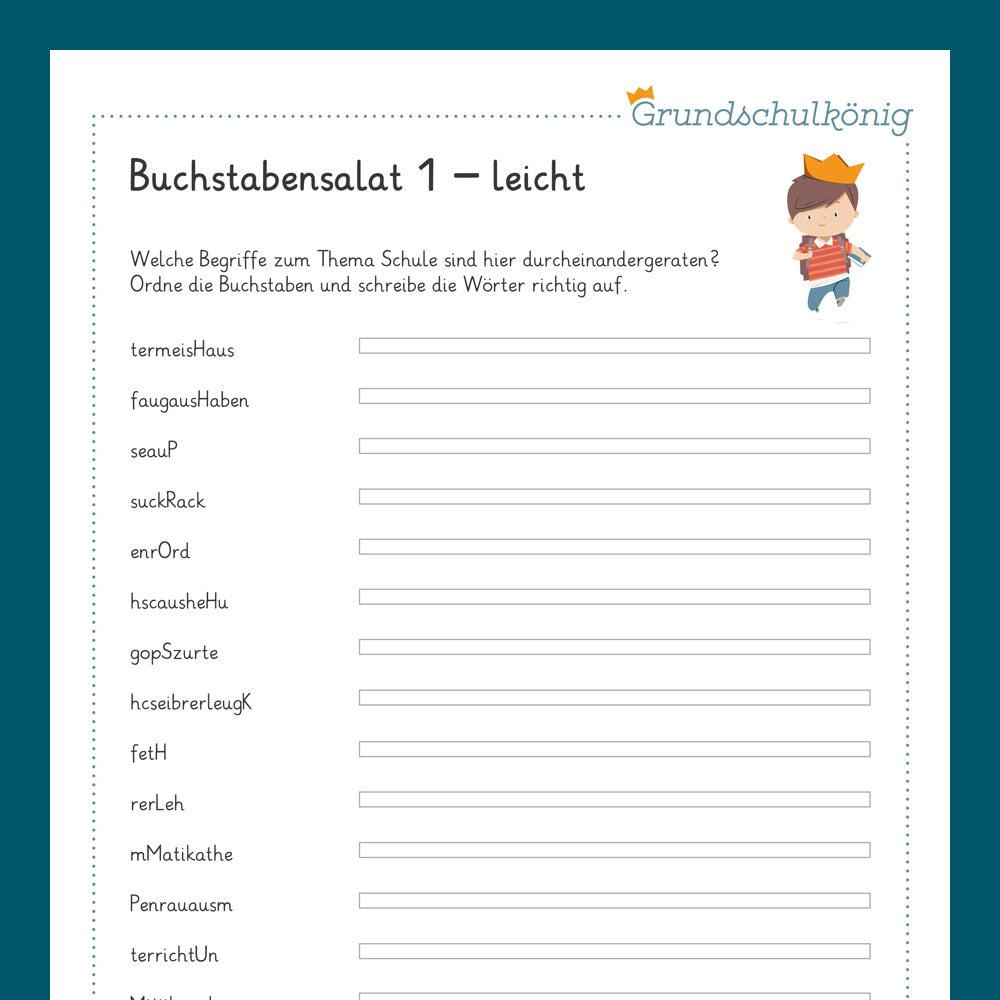 Königspaket: Buchstabensalat - leicht (Deutsch, 3. Klasse)