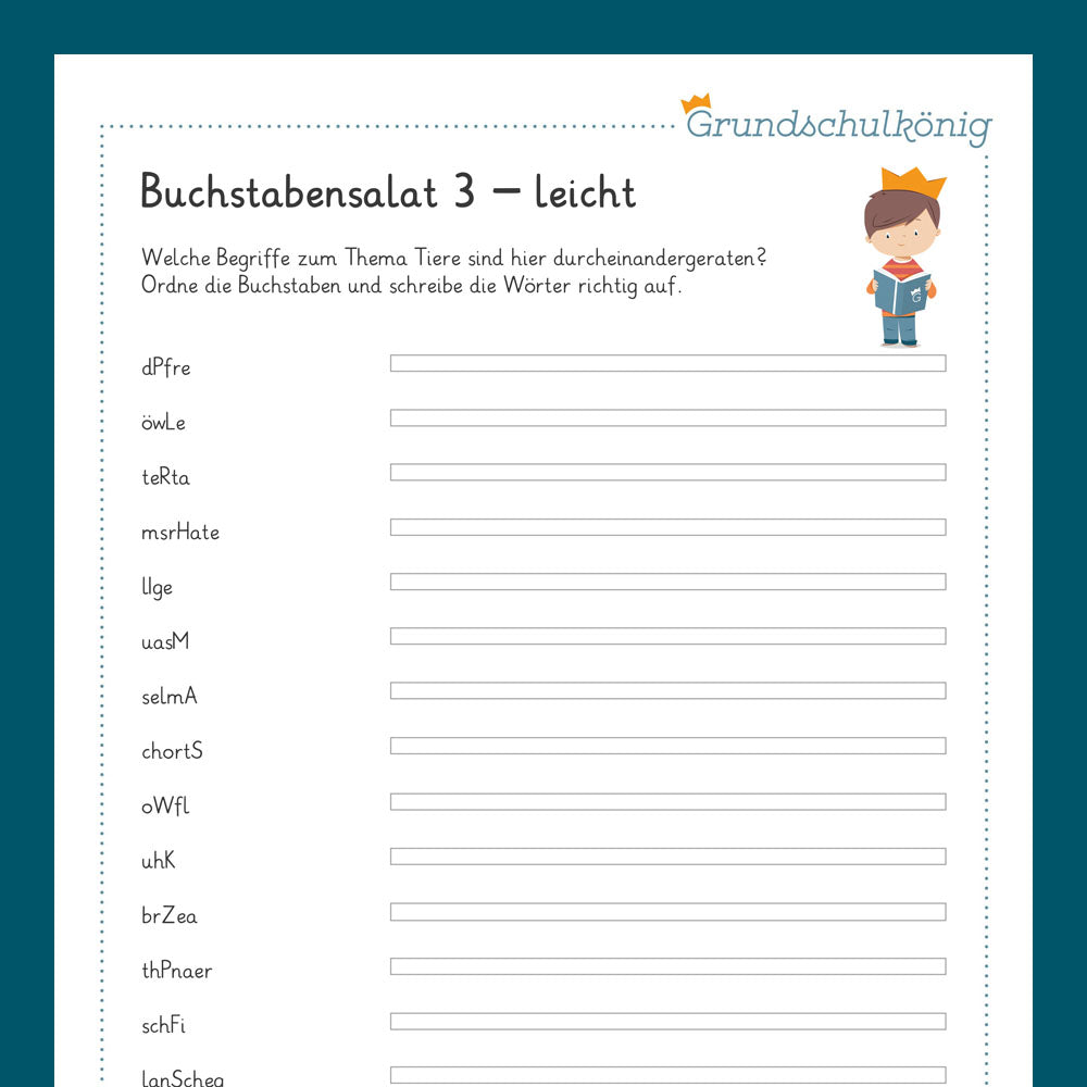 Königspaket: Buchstabensalat - leicht (Deutsch, 3. Klasse)