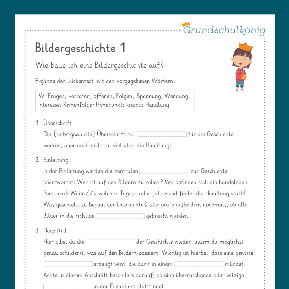Königspaket: Bildergeschichte (Deutsch, 3. Klasse) - inklusive Test und Checkliste