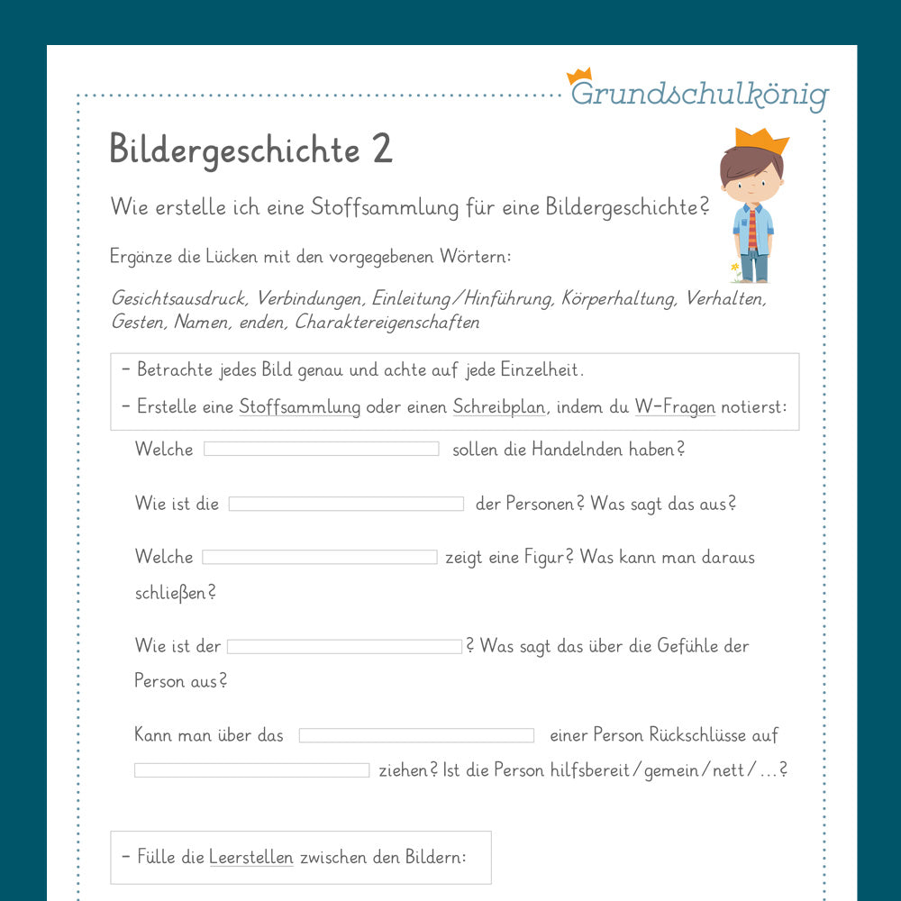 Königspaket: Bildergeschichte (Deutsch, 3. Klasse) - inklusive Test und Checkliste