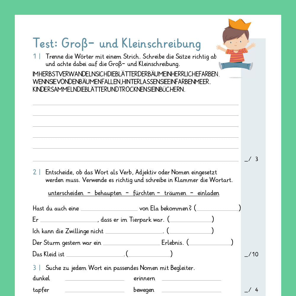 Königspaket: Groß- und Kleinschreibung (Deutsch, 3. Klasse) - inklusive Test