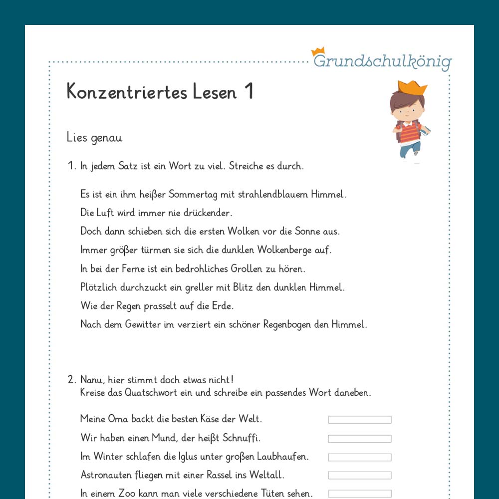Königspaket: Konzentriertes Lesen (Deutsch, 3. Klasse)