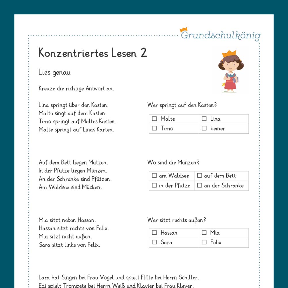 Königspaket: Konzentriertes Lesen (Deutsch, 3. Klasse)