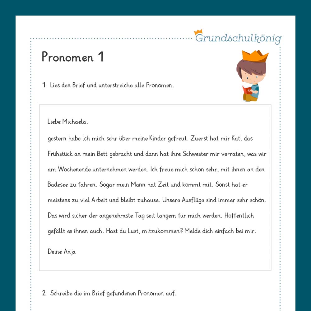 Königspaket: Personalpronomen (Deutsch, 3. Klasse) - inklusive Test