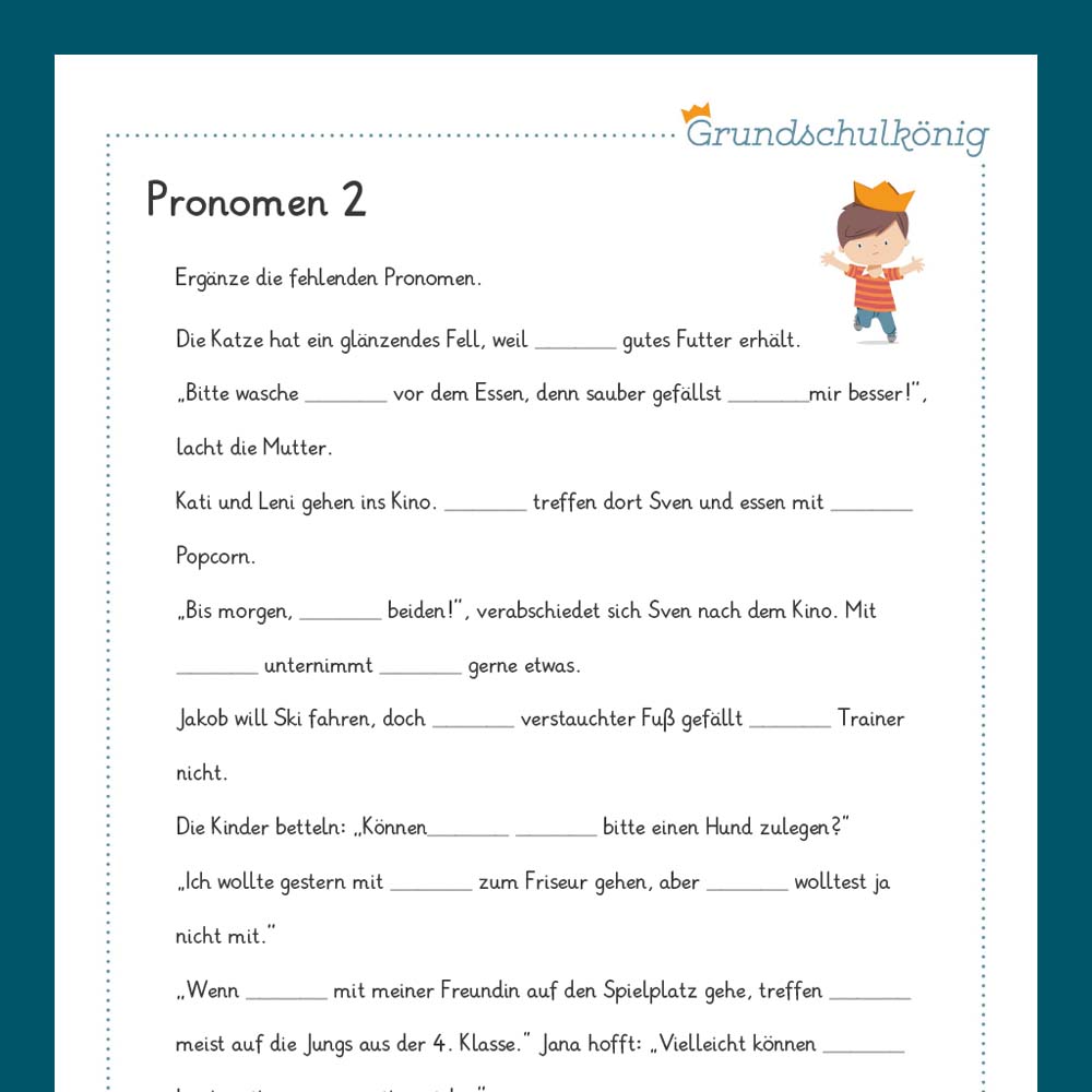 Königspaket: Personalpronomen (Deutsch, 3. Klasse) - inklusive Test