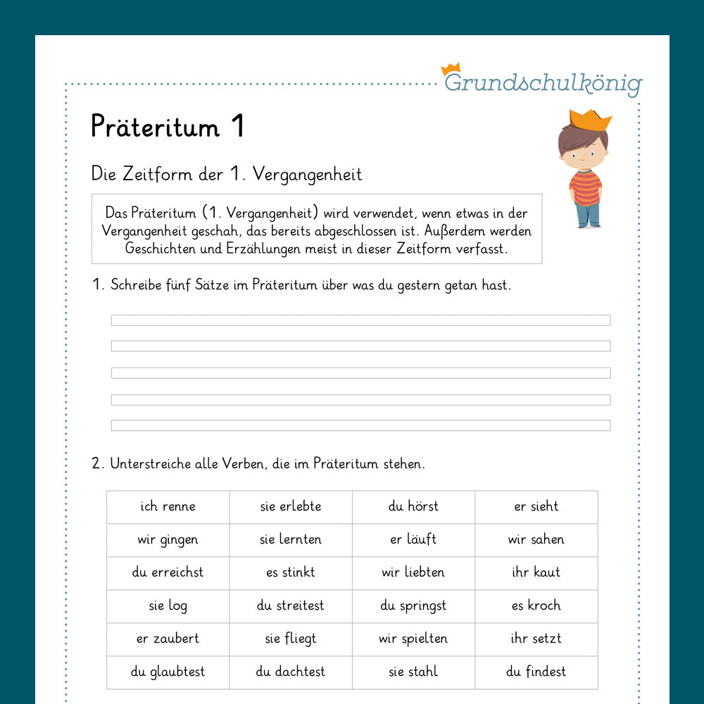 Königspaket: Präteritum (Deutsch, 3. Klasse) - inklusive Test