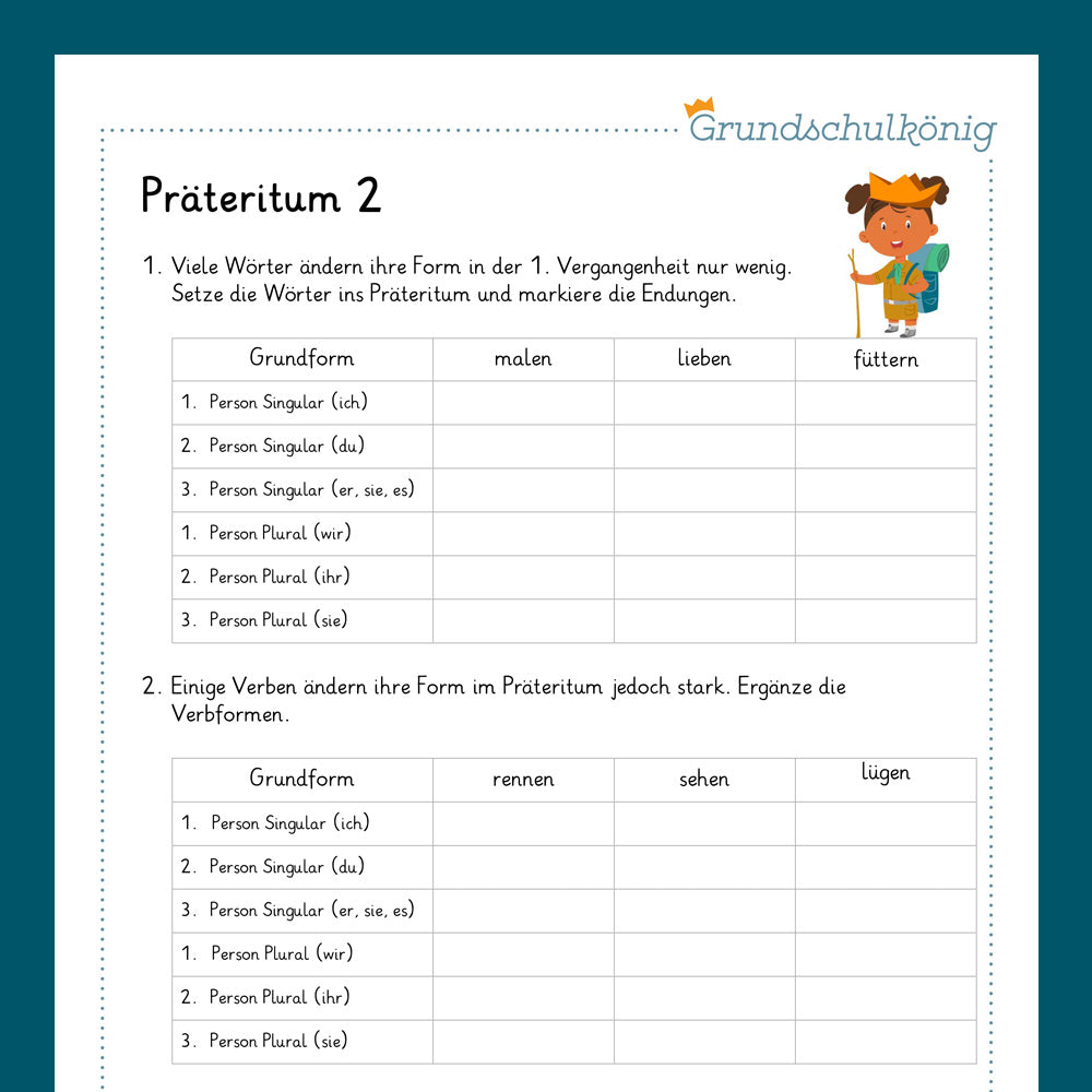 Königspaket: Präteritum (Deutsch, 3. Klasse) - inklusive Test