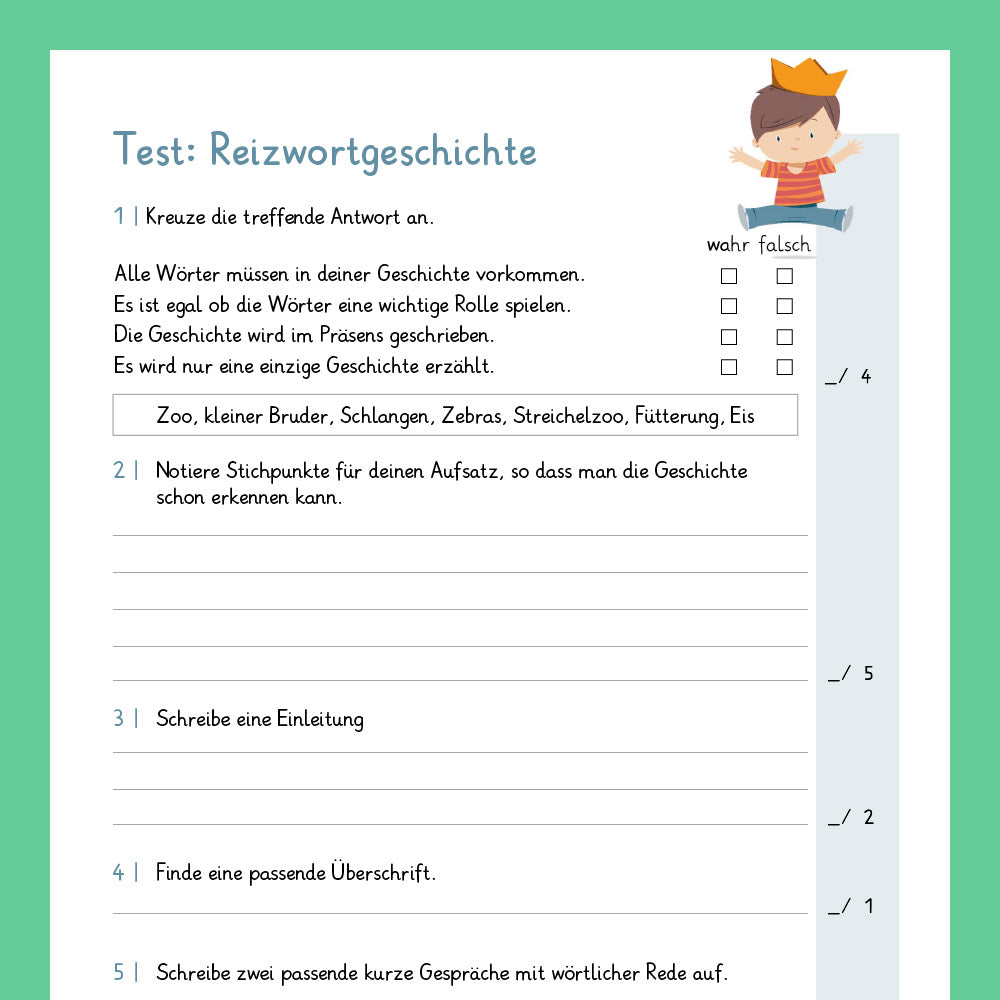 Königspaket: Reizwortgeschichte (Deutsch, 3. Klasse) - inklusive Test