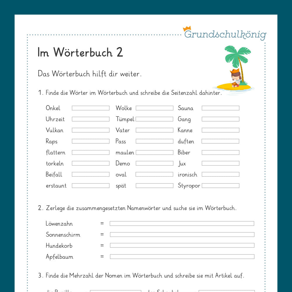 Königspaket: Wörterbuch (Deutsch, 3. Klasse) - inklusive Test