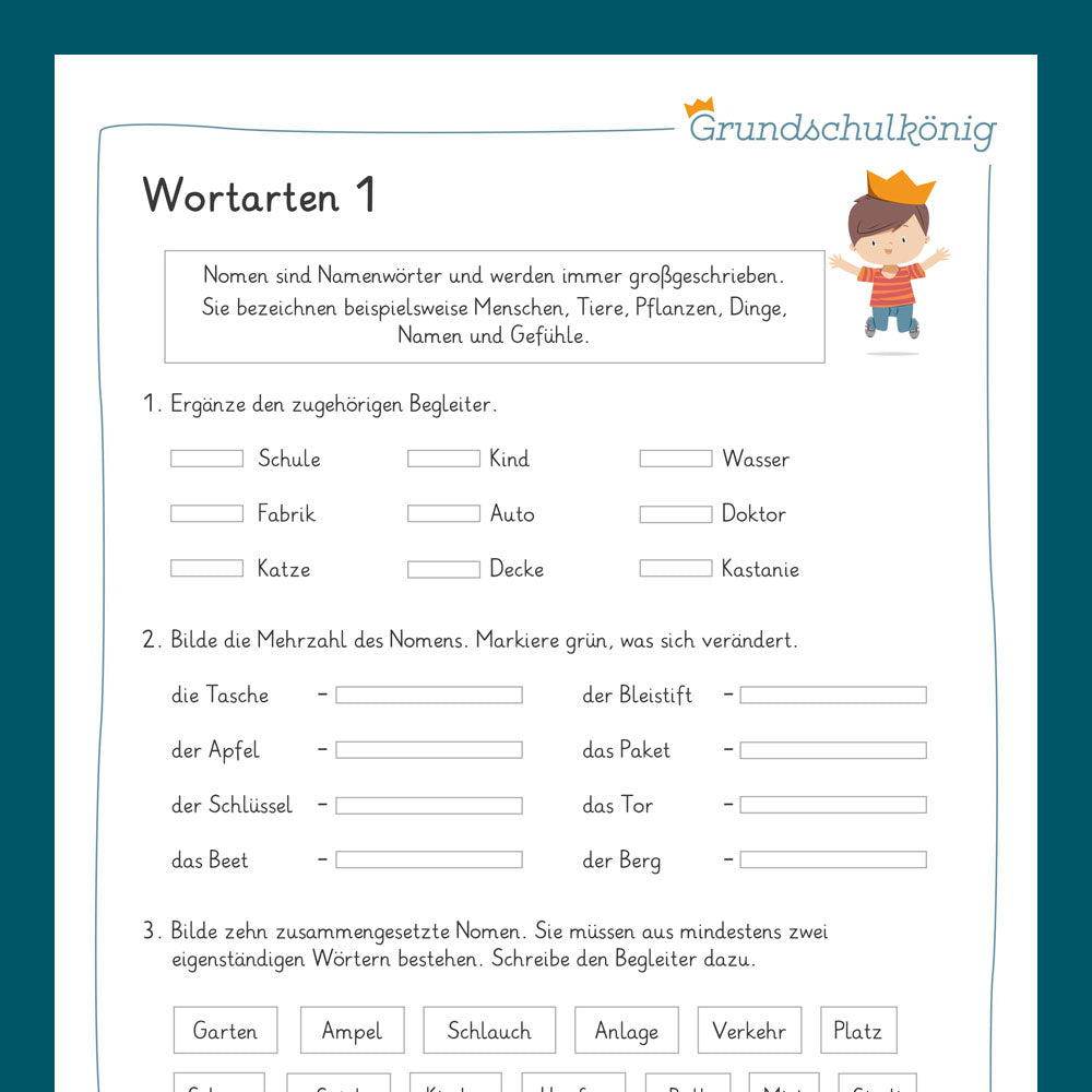 Königspaket: Wortarten (Deutsch, 3. Klasse) - inklusive Test