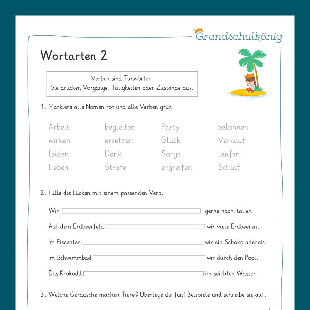 Königspaket: Wortarten (Deutsch, 3. Klasse) - inklusive Test