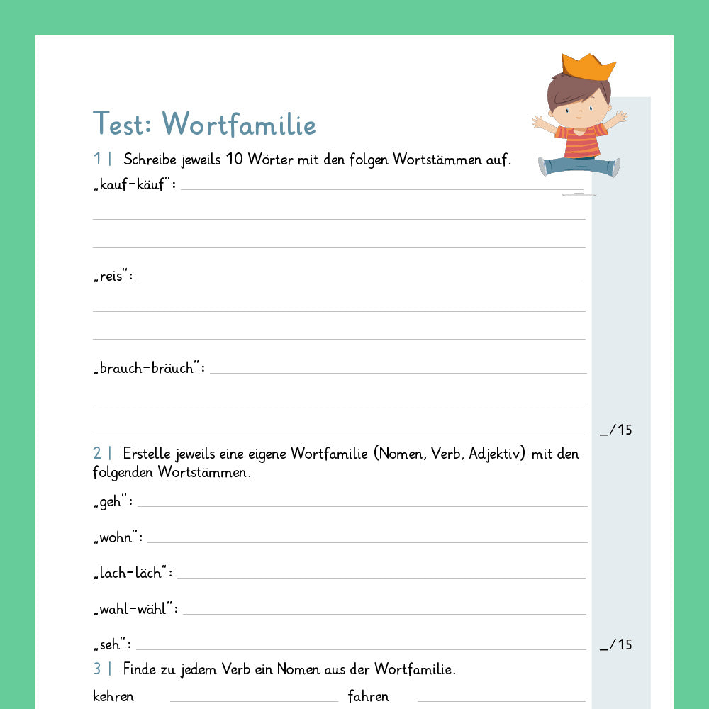 Königspaket: Wortfamilie (Deutsch, 3. Klasse) - inklusive Test