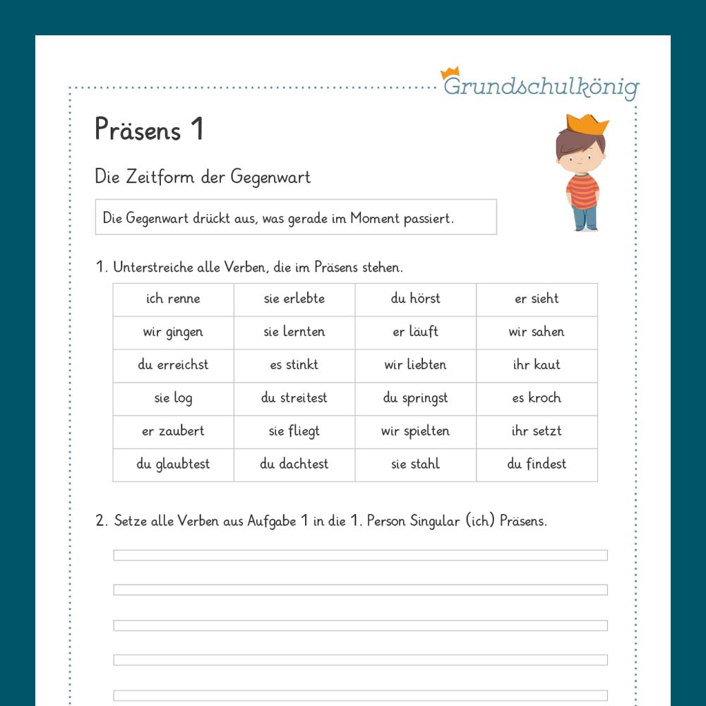 Königspaket: Präsens (Deutsch, 3. Klasse) - inklusive Test!