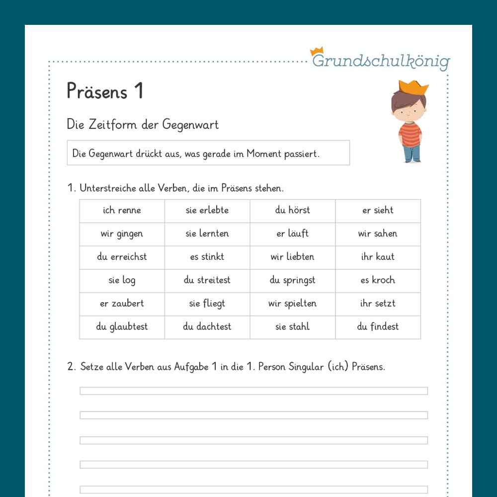 Königspaket: Präsens (Deutsch, 3. Klasse) - inklusive Test