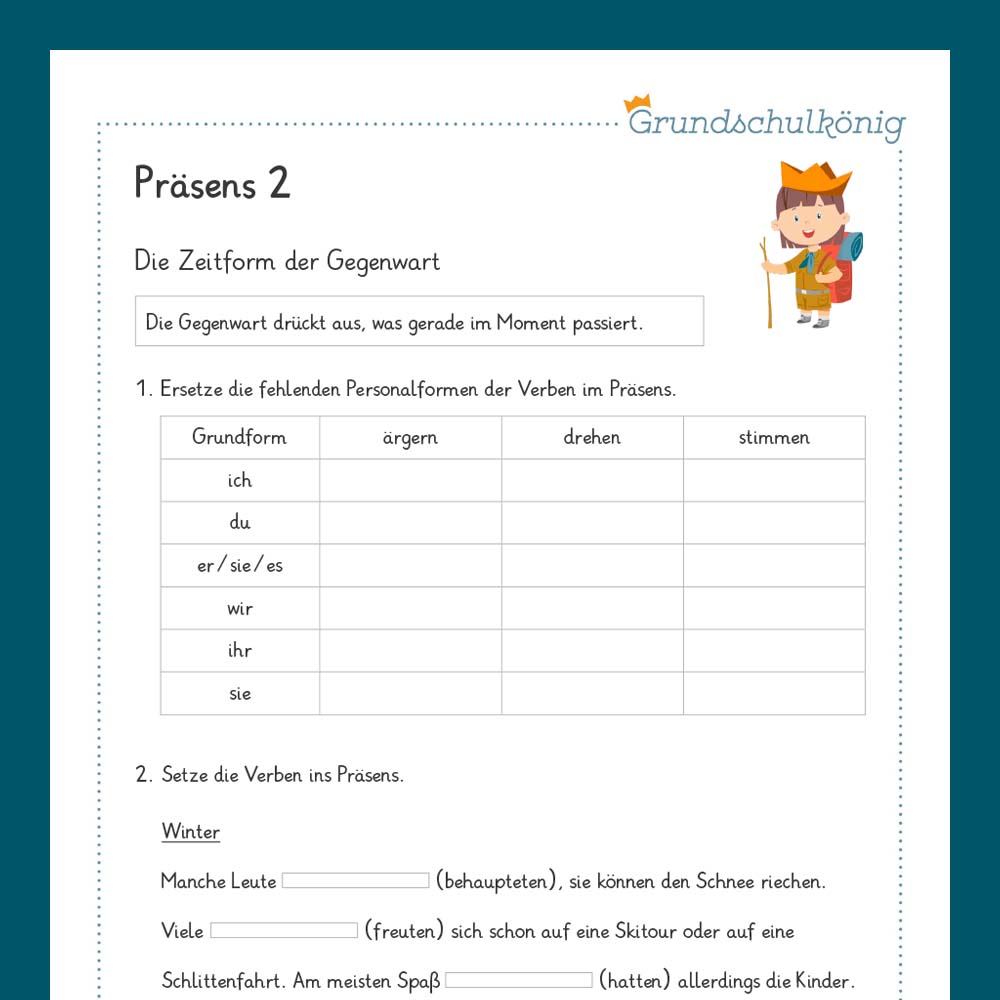 Königspaket: Präsens (Deutsch, 3. Klasse) - inklusive Test