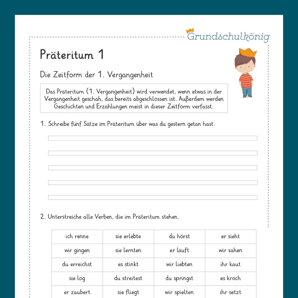 Königspaket: Präteritum (Deutsch, 3. Klasse) - inklusive Test!