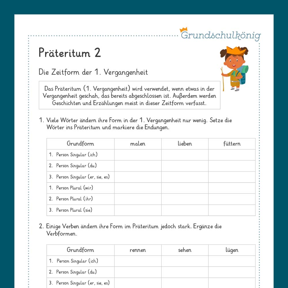 Königspaket: Präteritum (Deutsch, 3. Klasse) - inklusive Test!