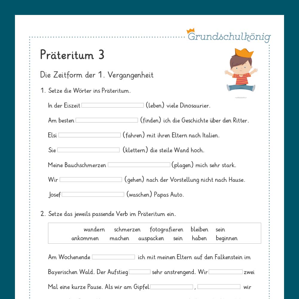 Königspaket: Präteritum (Deutsch, 3. Klasse) - inklusive Test!