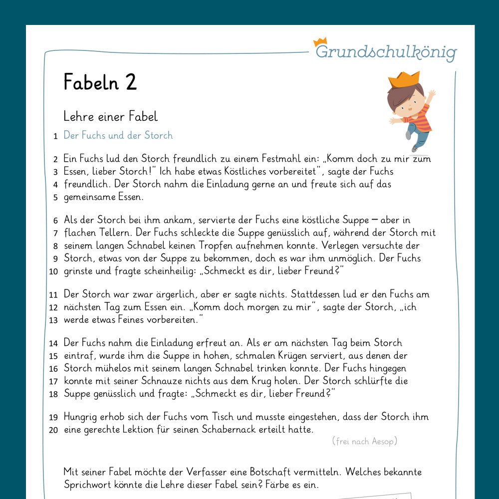 Königspaket: Fabeln (Deutsch, 4. Klasse) - inklusive Test