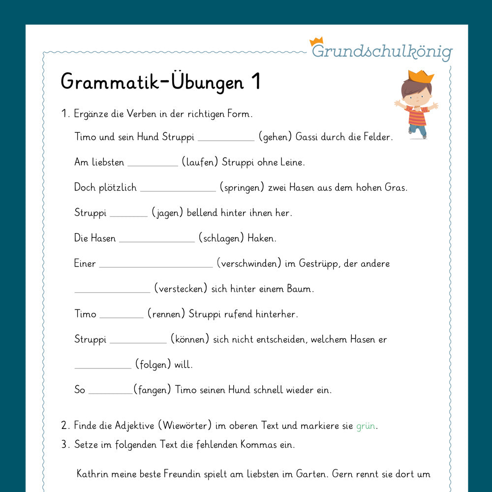 Königspaket: Grammatikübungen (Deutsch, 4. Klasse) - inklusive Test
