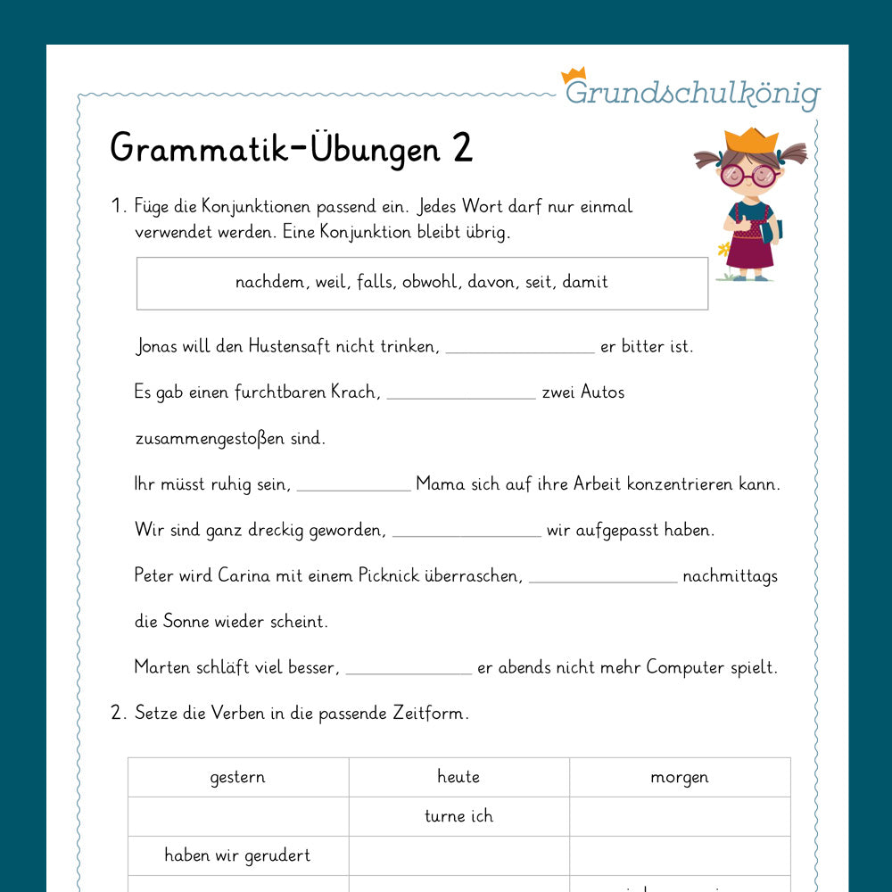 Königspaket: Grammatikübungen (Deutsch, 4. Klasse) - inklusive Test