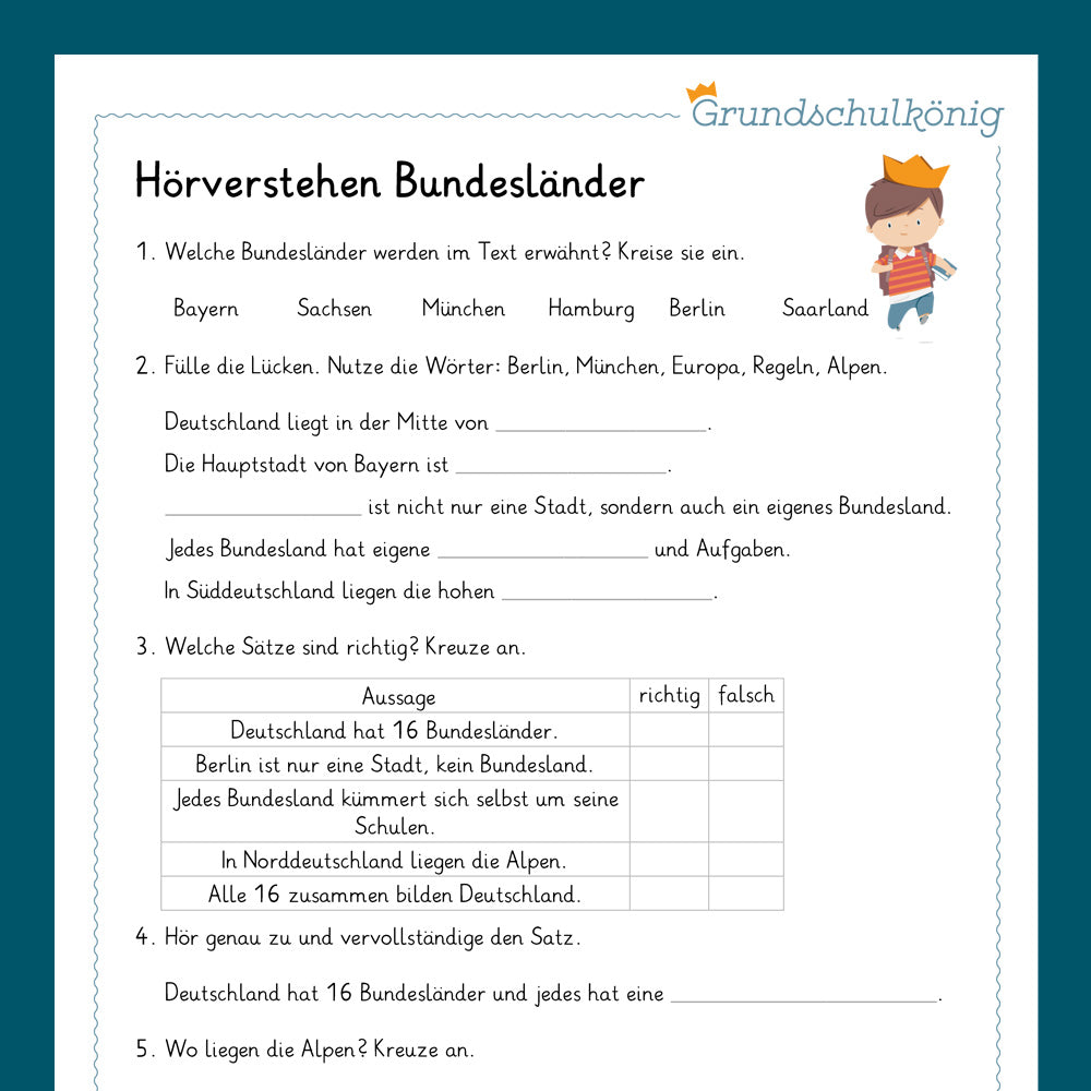 Königspaket: Hörverstehen inkl. Audios (Deutsch, 4. Klasse)