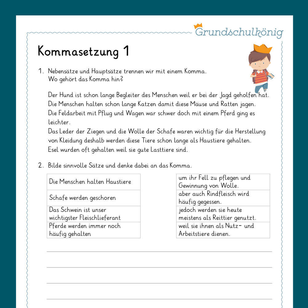 Königspaket: Kommasetzung (Deutsch, 4. Klasse) - inklusive Test