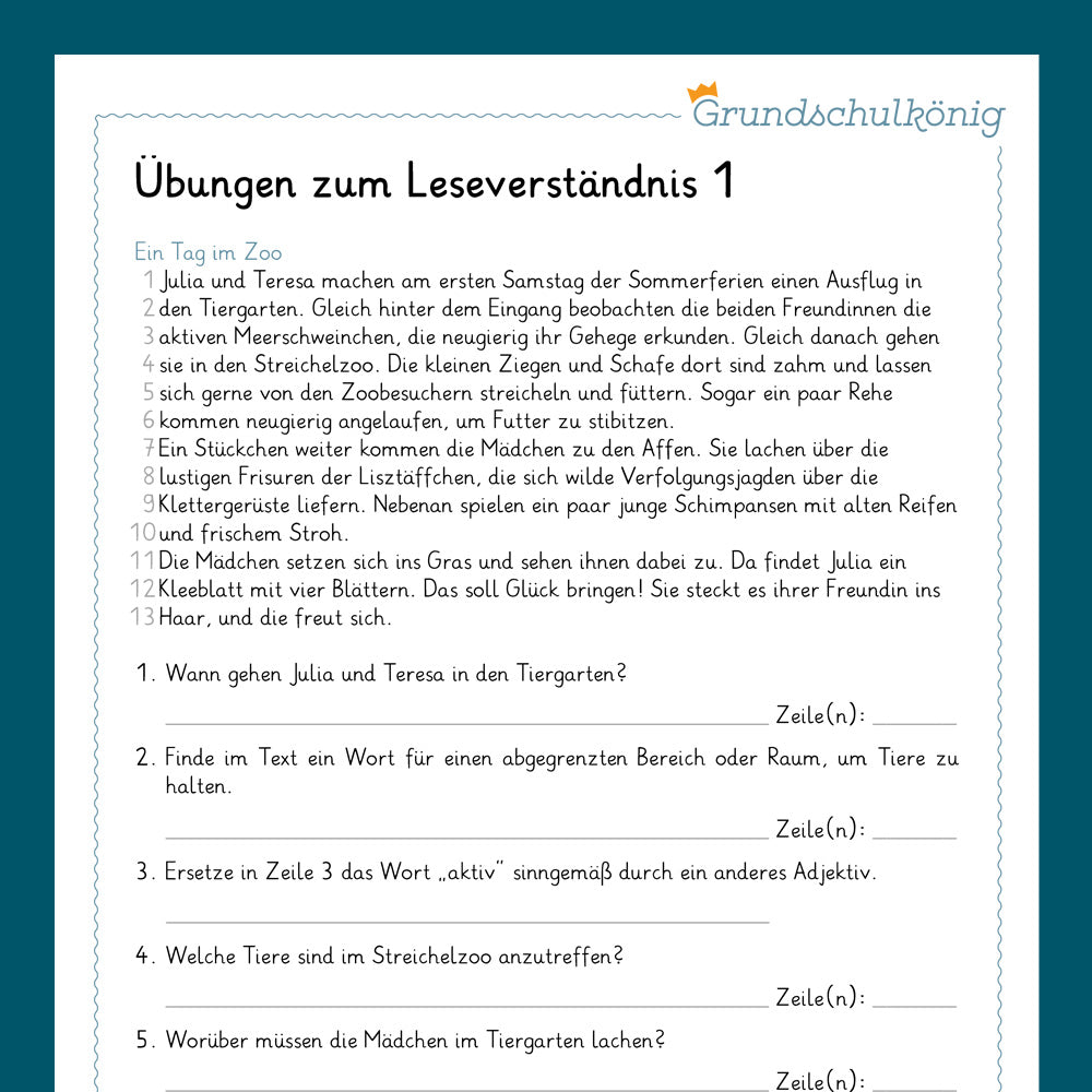 Königspaket: Leseverständnis (Deutsch, 4. Klasse)