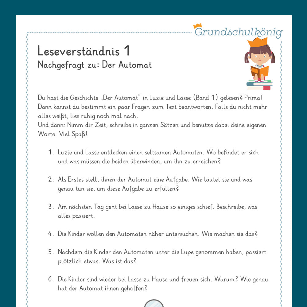 Königspaket: Leseverständnis zu "Luzie & Lasse" Bd. 1 (Deutsch, 4. Klasse)