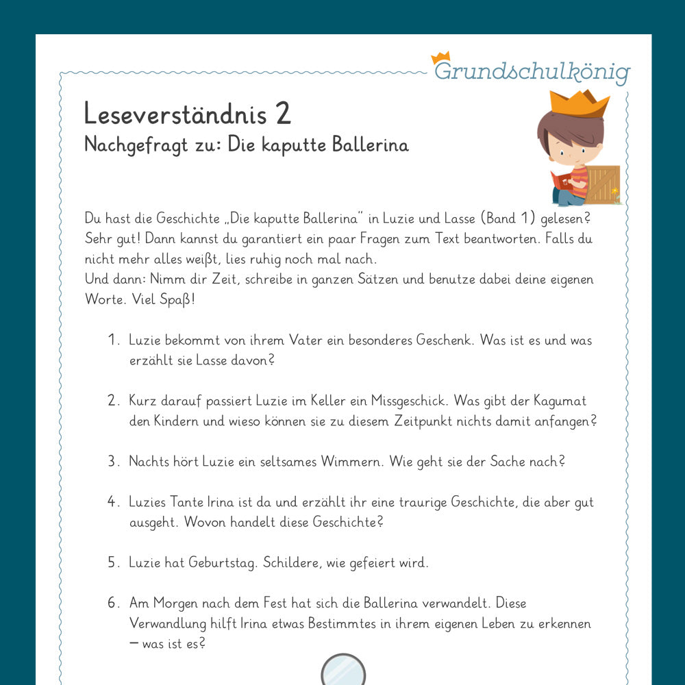 Königspaket: Leseverständnis zu "Luzie & Lasse" Bd. 1 (Deutsch, 4. Klasse)