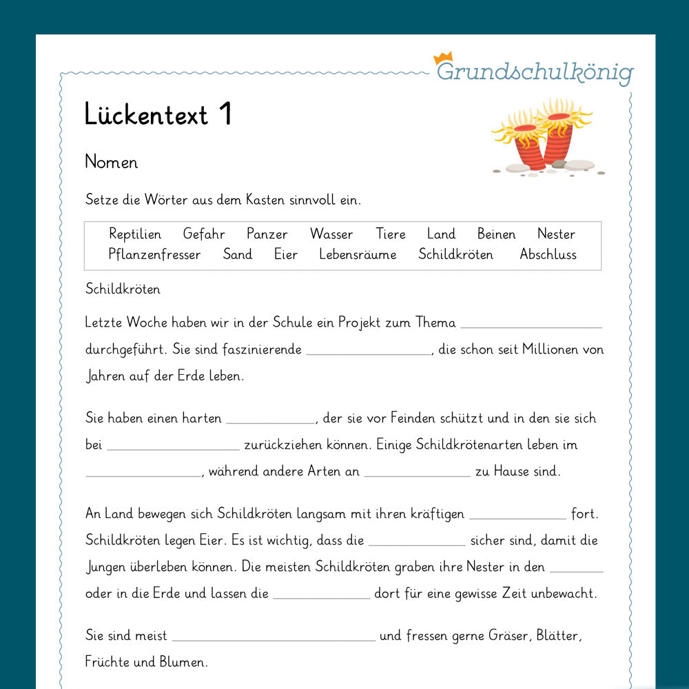 Königspaket: Lückentexte (Deutsch, 4. Klasse)