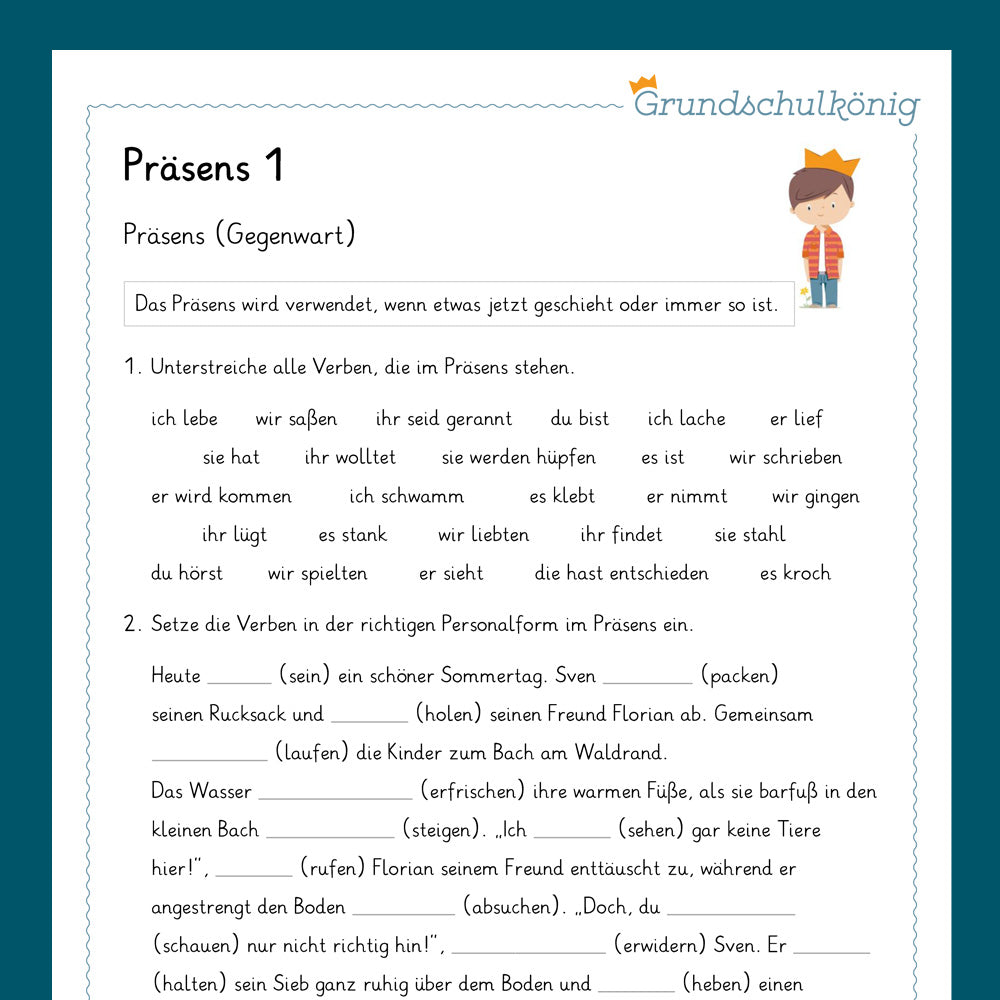 Königspaket: Präsens (Deutsch, 4. Klasse) - inklusive Test