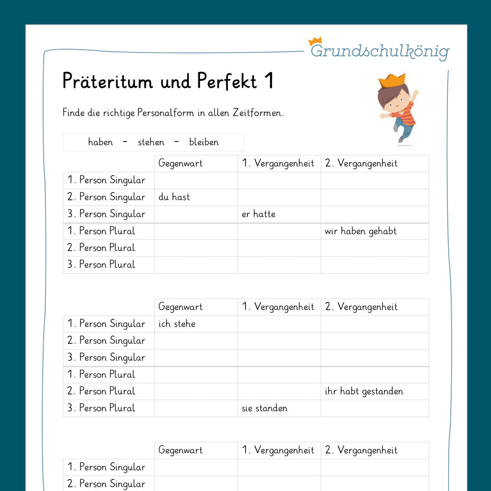 Königspaket: Präteritum, Perfekt & Futur 1 (Deutsch, 4. Klasse) - inklusive Test