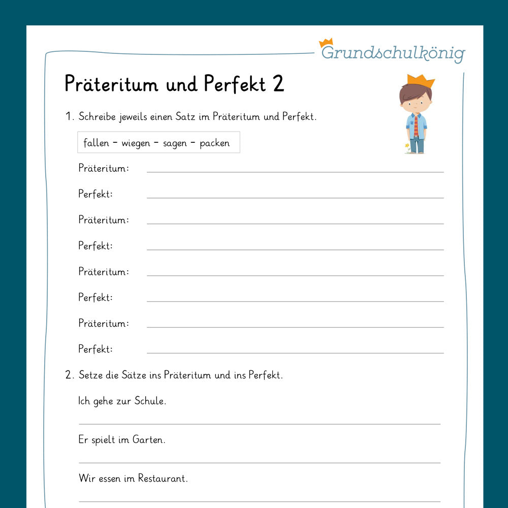 Königspaket: Präteritum, Perfekt & Futur 1 (Deutsch, 4. Klasse) - inklusive Test