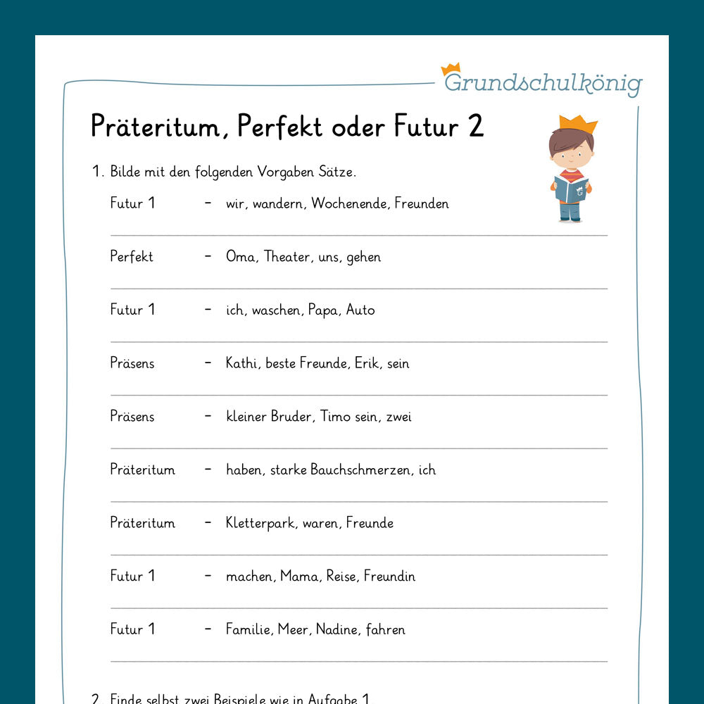 Königspaket: Präteritum, Perfekt & Futur 1 (Deutsch, 4. Klasse) - inklusive Test!