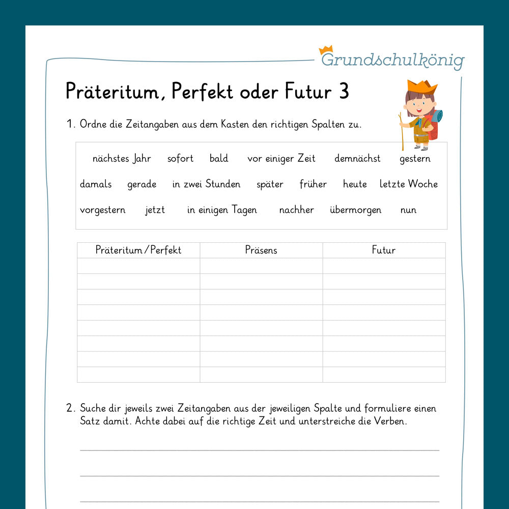 Königspaket: Präteritum, Perfekt & Futur 1 (Deutsch, 4. Klasse) - inklusive Test!